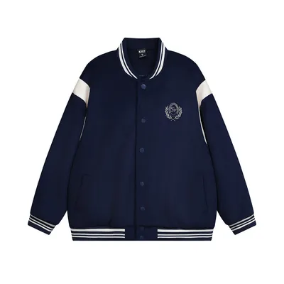 Spring And Autumn Color Stitching Stand-collar Badge Embroidered Casual Coat