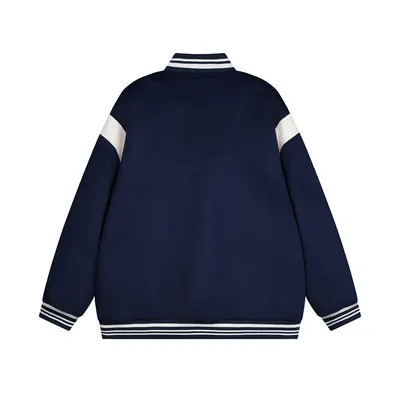 Spring And Autumn Color Stitching Stand-collar Badge Embroidered Casual Coat