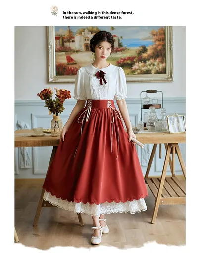 Retro College Peter Pan Collar Short Sleeve Embroidery Bud Suit