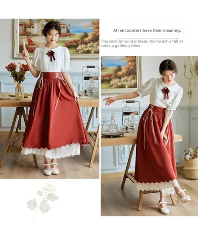 Retro College Peter Pan Collar Short Sleeve Embroidery Bud Suit