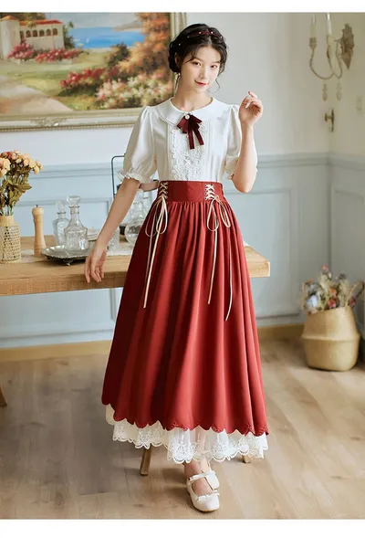 Retro College Peter Pan Collar Short Sleeve Embroidery Bud Suit