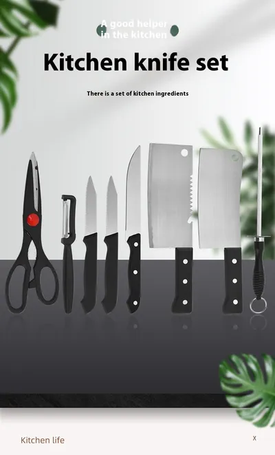 Kitchen Knives 8-Piece Gift Box Bone Cutting Knife Chef Scissors