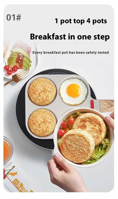Non-fried Griddle Egg Cakes Small Fried Eggs Egg Frying Pan Four-hole Flat Bottom Sticky