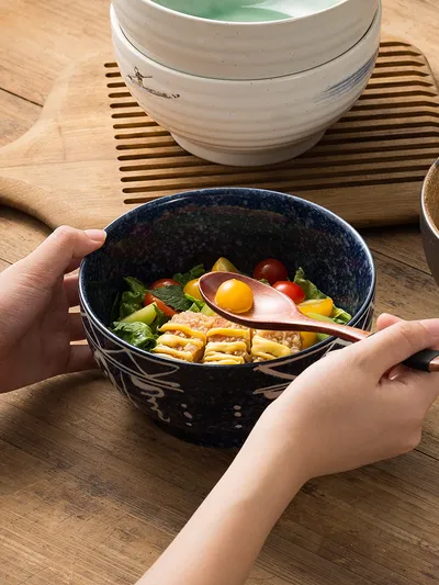 Household High-grade Noodle Shop Dedicated Ceramic 7-inch Beef Noodle Bowl