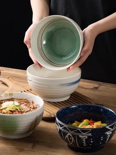 Household High-grade Noodle Shop Dedicated Ceramic 7-inch Beef Noodle Bowl