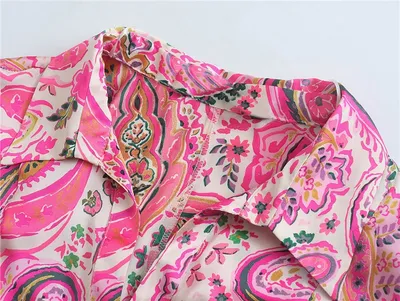Spring New Women's Retro Casual Printed Shirt Top