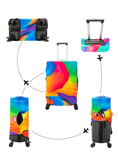 Trendy Unique Suitcase Suite Elastic Case Cover Luggage Protective Cover Travel Trolley Case Dust Cover