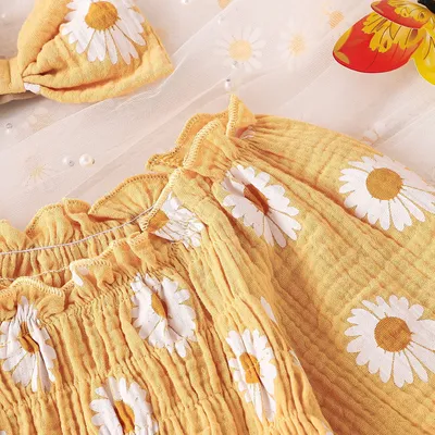 Baby Girl Floral Long Sleeve With Headdress Overalls