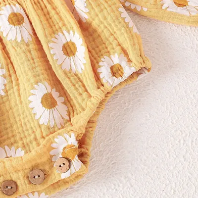 Baby Girl Floral Long Sleeve With Headdress Overalls