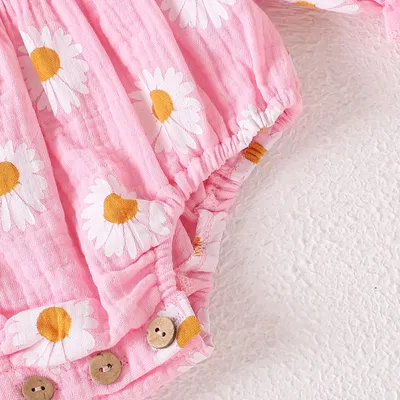 Baby Girl Floral Long Sleeve With Headdress Overalls