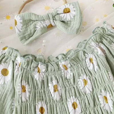 Baby Girl Floral Long Sleeve With Headdress Overalls