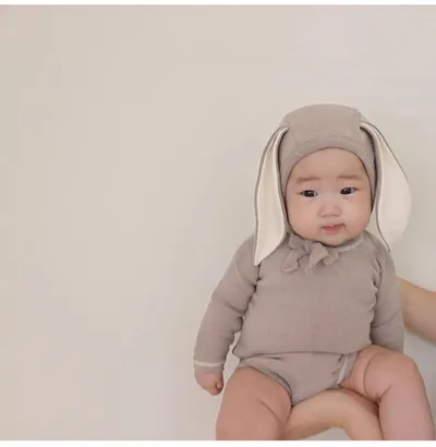Baby Bunny Ears Bellyband Triangle Jumpsuit Trousers Suit