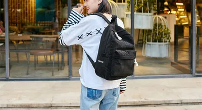 Corduroy Backpack Students Shoulder School Bags