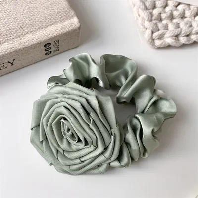 Satin Rose Large Intestine Hair Ring For Women