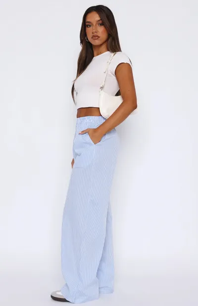 Fashion Y2K Striped Straight Trousers Summer Elastic High Waist Wide Leg Pants For Women