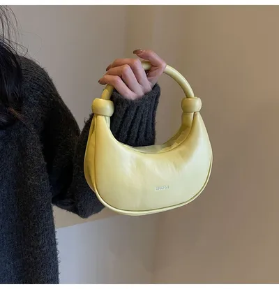 Women's Shoulder Messenger Soft Leather Portable Moon Bag