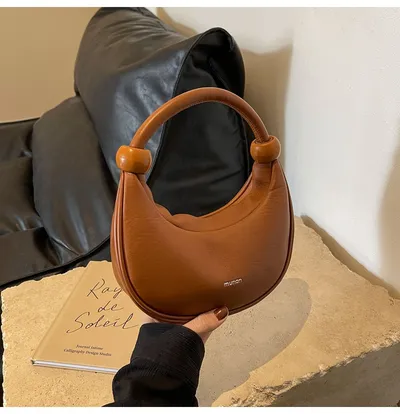 Women's Shoulder Messenger Soft Leather Portable Moon Bag