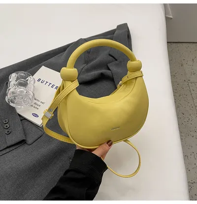 Women's Shoulder Messenger Soft Leather Portable Moon Bag
