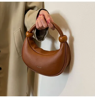 Women's Shoulder Messenger Soft Leather Portable Moon Bag