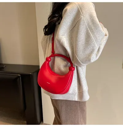 Women's Shoulder Messenger Soft Leather Portable Moon Bag