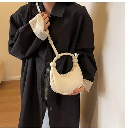 Women's Shoulder Messenger Soft Leather Portable Moon Bag