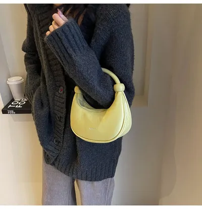 Women's Shoulder Messenger Soft Leather Portable Moon Bag
