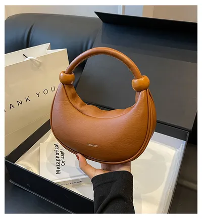 Women's Shoulder Messenger Soft Leather Portable Moon Bag
