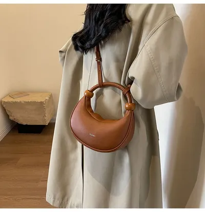 Women's Shoulder Messenger Soft Leather Portable Moon Bag