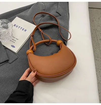 Women's Shoulder Messenger Soft Leather Portable Moon Bag