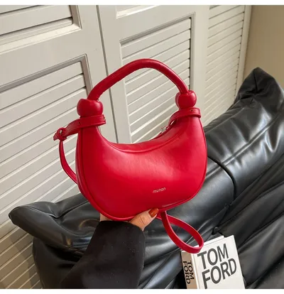 Women's Shoulder Messenger Soft Leather Portable Moon Bag