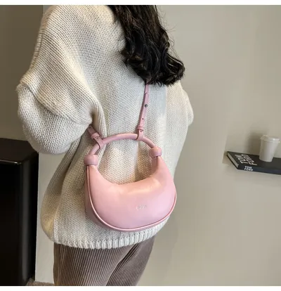 Women's Shoulder Messenger Soft Leather Portable Moon Bag