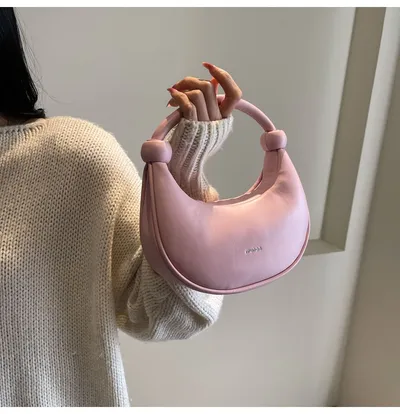 Women's Shoulder Messenger Soft Leather Portable Moon Bag