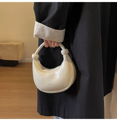 Women's Shoulder Messenger Soft Leather Portable Moon Bag
