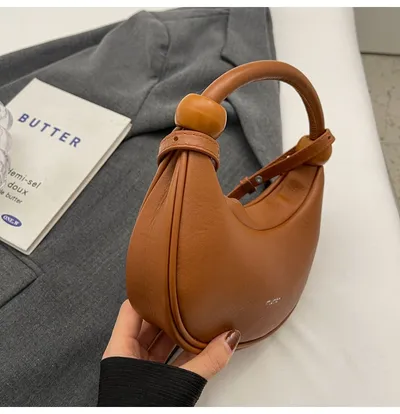 Women's Shoulder Messenger Soft Leather Portable Moon Bag