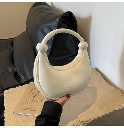 Women's Shoulder Messenger Soft Leather Portable Moon Bag