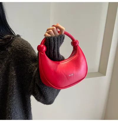 Women's Shoulder Messenger Soft Leather Portable Moon Bag