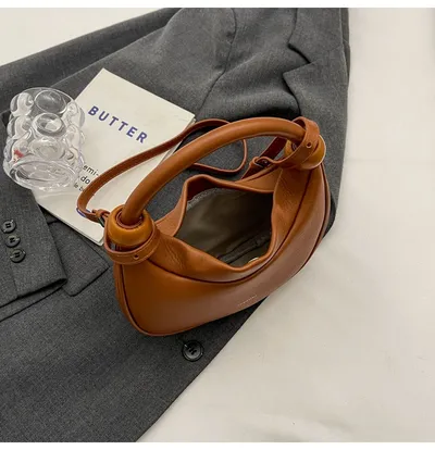 Women's Shoulder Messenger Soft Leather Portable Moon Bag