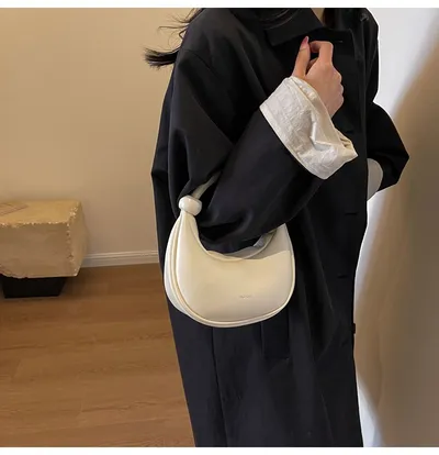 Women's Shoulder Messenger Soft Leather Portable Moon Bag