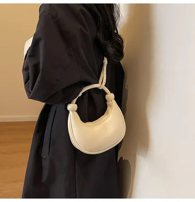 Women's Shoulder Messenger Soft Leather Portable Moon Bag