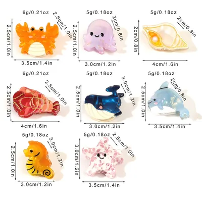 Handmade Acetic Acid Small Hair Clip Marine Life