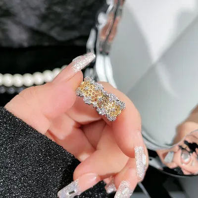 Retro Brushed Hollow Opening Ring Women