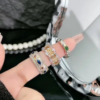 Retro Brushed Hollow Opening Ring Women