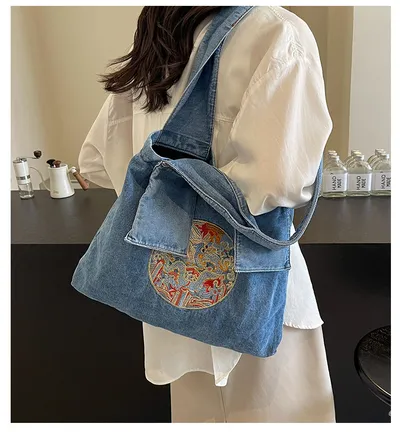 Denim Retro Women's Shoulder Bag Large Capacity Handbag