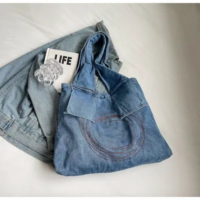 Denim Retro Women's Shoulder Bag Large Capacity Handbag