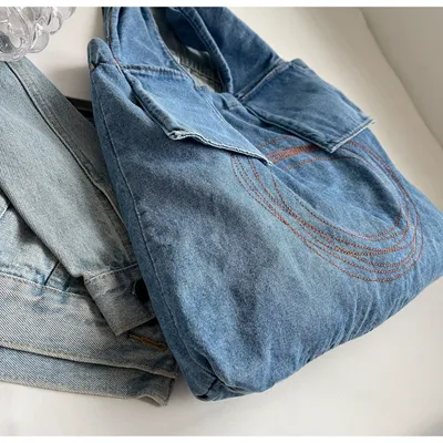 Denim Retro Women's Shoulder Bag Large Capacity Handbag