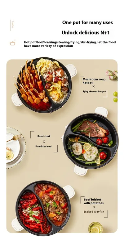 6 L 8L Large Capacity Mandarin Duck Electric Chafing Dish Household Multi-functional Integrated Dormitory Students