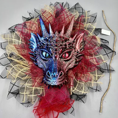 Halloween Full Face Dragon Mask Garland Ball Party Decoration Wreath