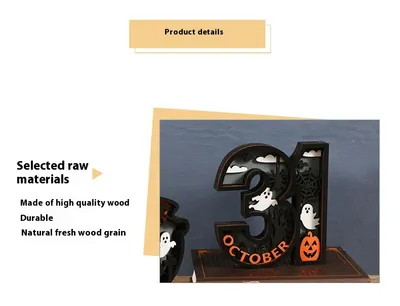 Halloween Wooden Decoration Creative Ghost With LED Light Ornaments
