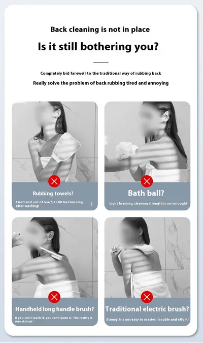 Home Bathroom Electric Bath Rubbing Machine Waterproof Wall-mounted Nylon Brush Rub Back Gray Lazy