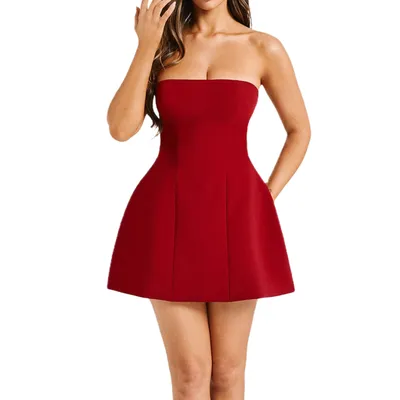 Fashion Tube Dress Summer Solid Color Sasual Backless Slim Short Dresses Party Womens Clothing